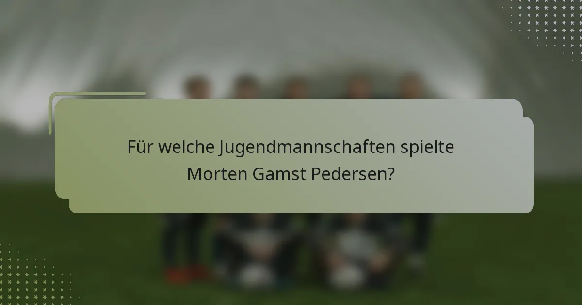 Für welche Jugendmannschaften spielte Morten Gamst Pedersen?
