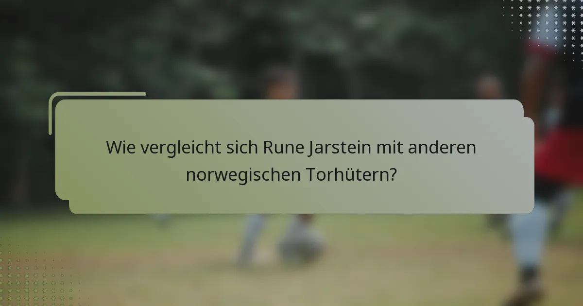 Wie vergleicht sich Rune Jarstein mit anderen norwegischen Torhütern?