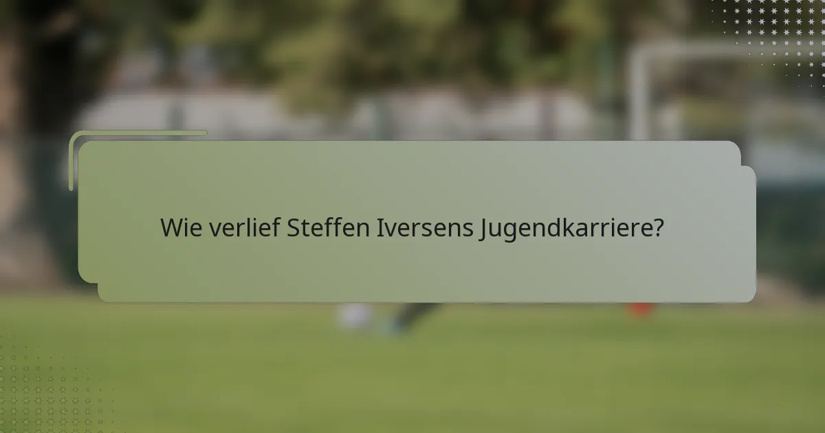 Wie verlief Steffen Iversens Jugendkarriere?